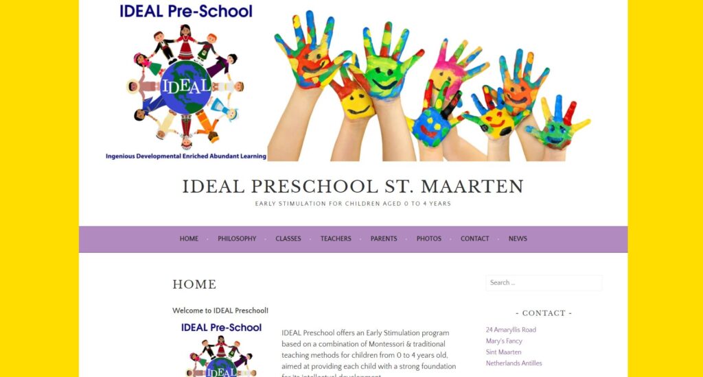 screenshot website ideal preschool st maarten